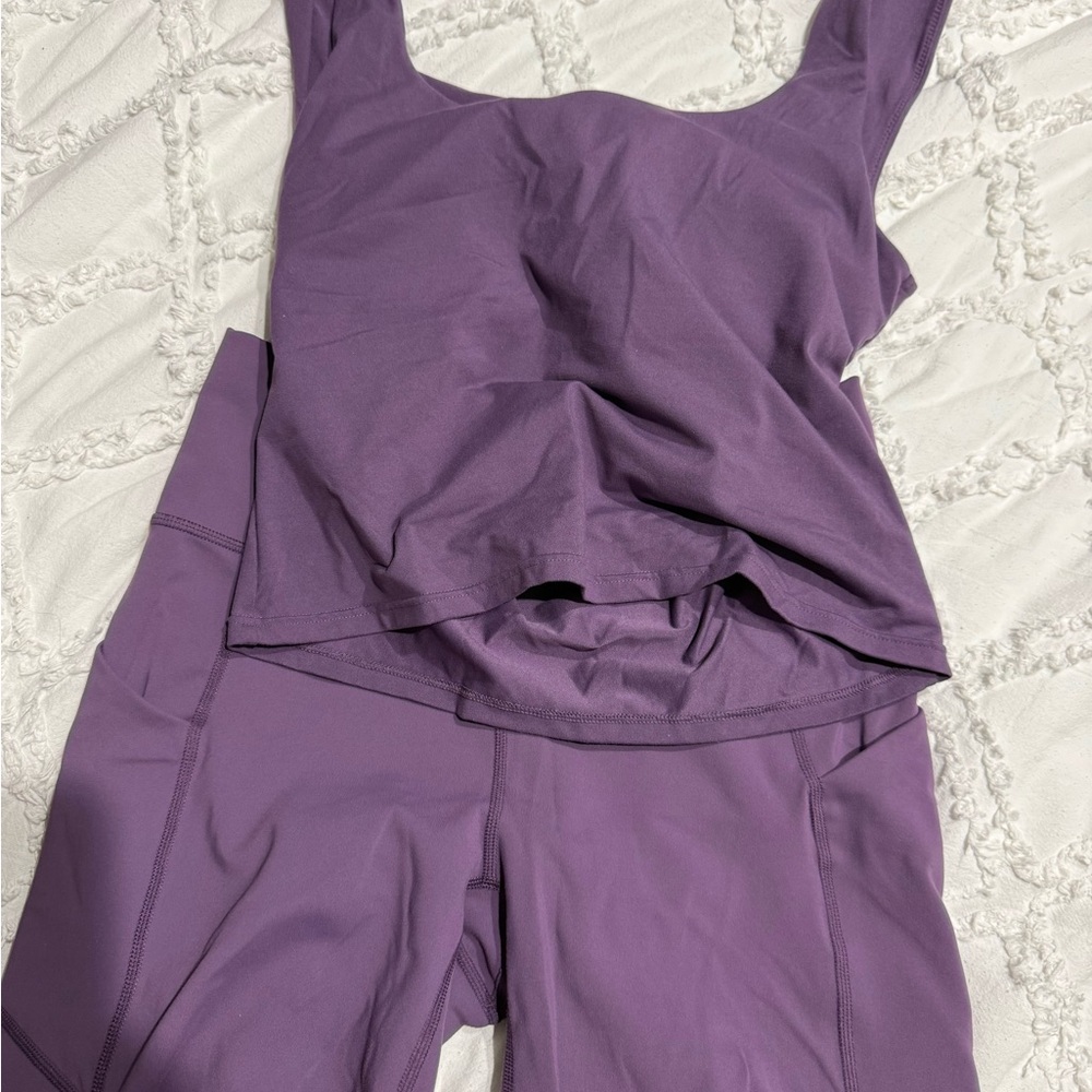 Fabletics Lavender-Purple Tank Top and High-Waist Leggings Set